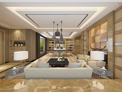Modern Hotel Reception Rest Area Light Luxury Villa Living Room Simple European Restaurant Villa Reception Room European-style Nordic Private Club Reception Rest Area 3d model