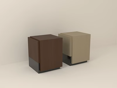 Two Different Colored Square Wooden Side Tables With Black Bases 3d model