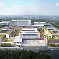 Modern School Building Complex With Green Roofs Open Plaza And Surrounding Trees