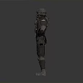 Sci Fi Armored Warrior Character With Metallic Mechanical Armor And Helmet