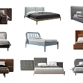 Various Modern Double Bed Designs With Stylish Headboards And Different Colors 3d model
