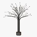 Tree Shaped Decorative Ornament Set With Black Trunk Branches And Small Decorative Balls On Base 3d model