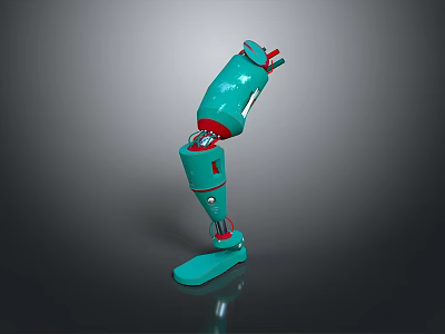 Character With Green Bionic Mechanical Leg Prosthesis Modern Design Features 3d model