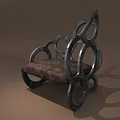 Artistic Single Sofa With Curved Metal Frame And Vintage Fabric Cushion Design