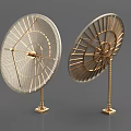 Industrial Satellite Dishes With Mesh Structure Gold Silver Finish And Square Base Stand