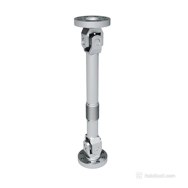 Silver Metal Support Bracket With Threaded Design And Connecting Components For Industrial Applications 3d model 