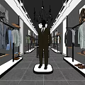 Men's Clothing Store Interior With Suits Shirts Shoes And Mannequin