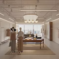 Modern Clothing Store Interior With Mannequins Wooden Racks Chandelier Window And Table Accessories