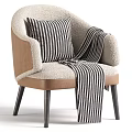 Modern Upholstered Leisure Armchair With Decorative Pillow And Soft Throw Blanket For Cozy Home Decor