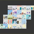 Cartoon Scenery 3D Model Featuring Multi Layered Hexagonal Structure With Colorful Rooms And Furniture