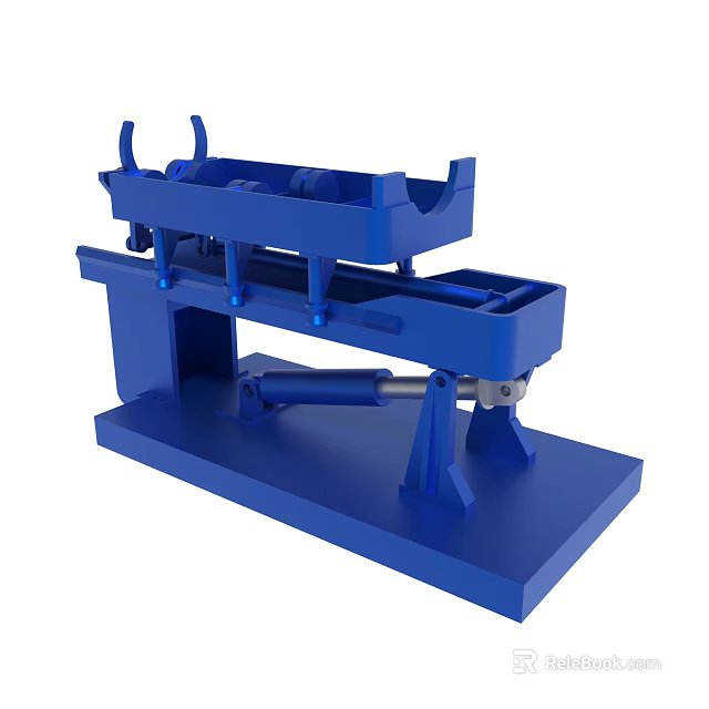 Blue Industrial Mechanical Equipment With Base Frame And Supporting Components 3d model 