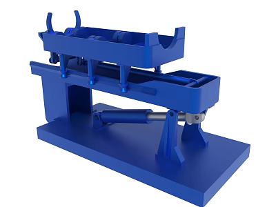 Blue Industrial Mechanical Equipment With Base Frame And Supporting Components 3d model