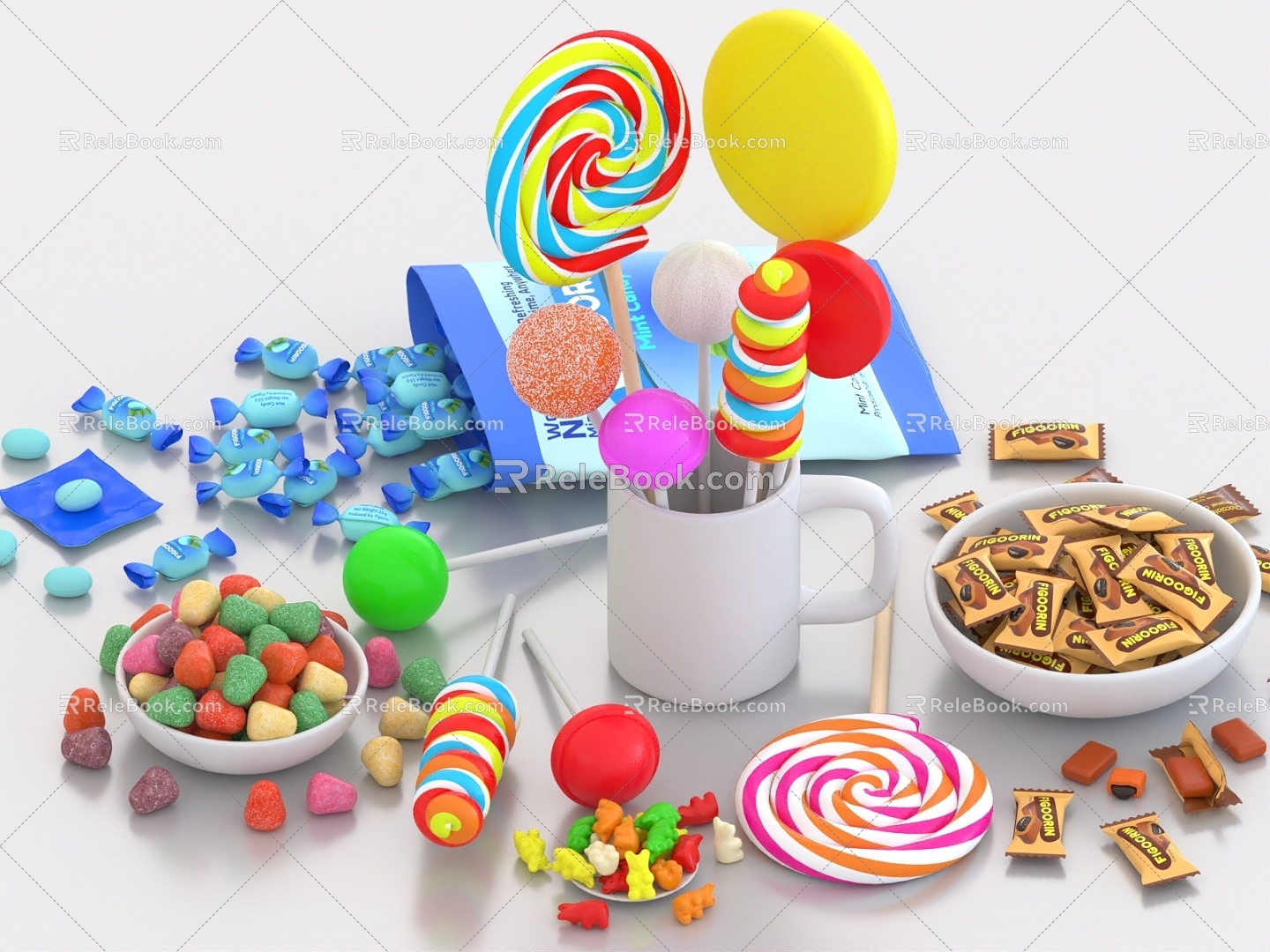 Candy Cartoon Candy Food Dessert Snacks Meichen Ornaments Lollipop 3d model