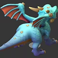 Turquoise Cartoon 3D Dragon Character as Fantasy Creature with Orange Wings Purple Claws