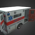 White Red Ambulance With Emergency Lights Medical Symbol And Rescue Details