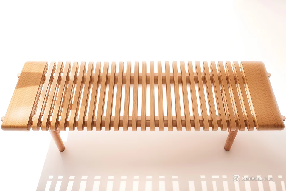 Modern Wooden Slatted Leisure Chair With Natural Wood Finish And Simple Design 3d model 