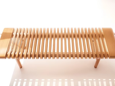Modern Wooden Slatted Leisure Chair With Natural Wood Finish And Simple Design 3d model