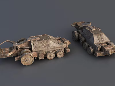 Ancient Medieval Metal War Weapons With Wheels Intricate Structure And Rusty Texture 3d model