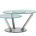 Modern Nesting Round Glass Top Coffee Tables With Metal Base Design