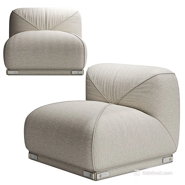 Modern Single Sofa With Beige Fabric Upholstery Comfortable Cushion And Metal Legs Design 3d model 