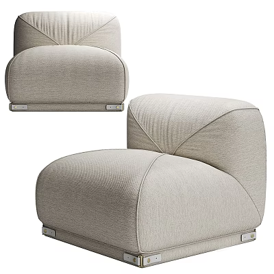 Modern Single Sofa With Beige Fabric Upholstery Comfortable Cushion And Metal Legs Design 3d model
