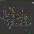 2D Cast Iron Worker Silhouettes With Various Construction Poses And Tools