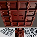 Classic Wooden Ceiling Design With Square Panels And Decorative Frames 3d model
