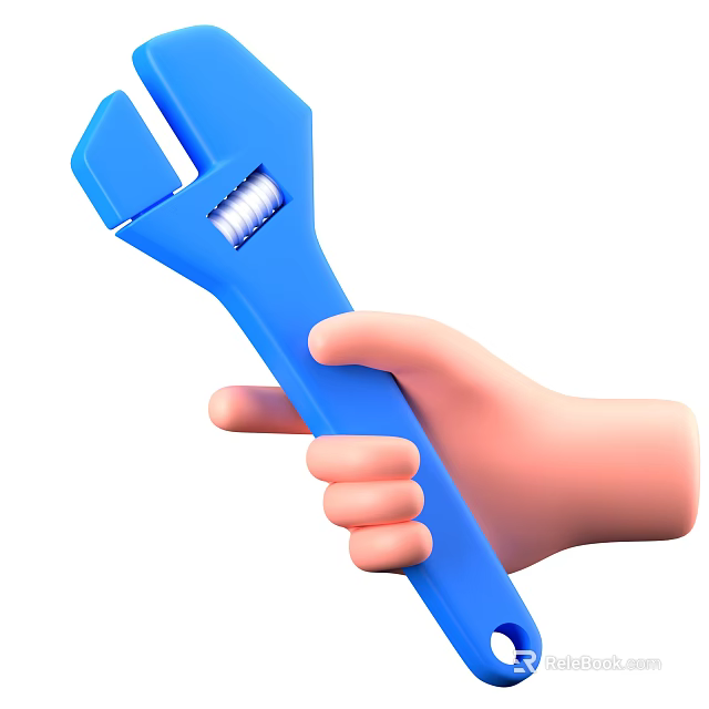 Game Movie Character Holding Blue Wrench In Mechanical Repair Action Scene 3d model 