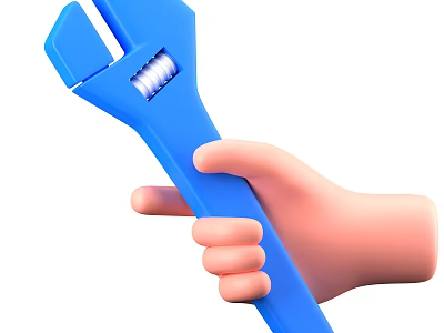 Game Movie Character Holding Blue Wrench In Mechanical Repair Action Scene 3d model
