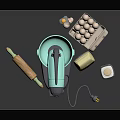 Turquoise Kitchen Mixer With Mixing Bowl Milk Butter And Carrot