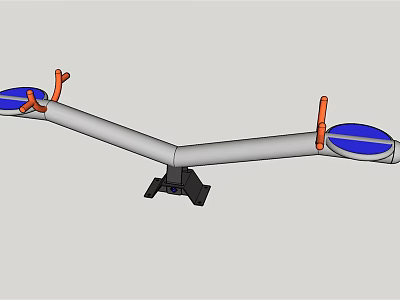 Children's Playground Seesaw With Silver Main Body Blue Seats Orange Handrails And Black Base 3d model
