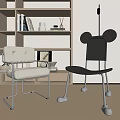 Modern Interior Design Featuring Beige Black Accent Chairs Metal Frame Round Base