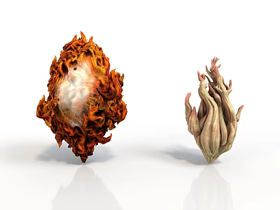 Flame Shaped Fantasy Creature With Glowing Core And Tentacle Like Plant Creature 3d model