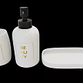 Beauty Products With White Containers Pump Bottle Cup And Tray 3d model