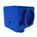 Blue Square Metal Mechanical Part With Circular Holes And Solid Structure 3d model