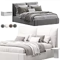 Modern Upholstered And Leather Headboard Beds With Pillows Blanket Side Table And Color Options