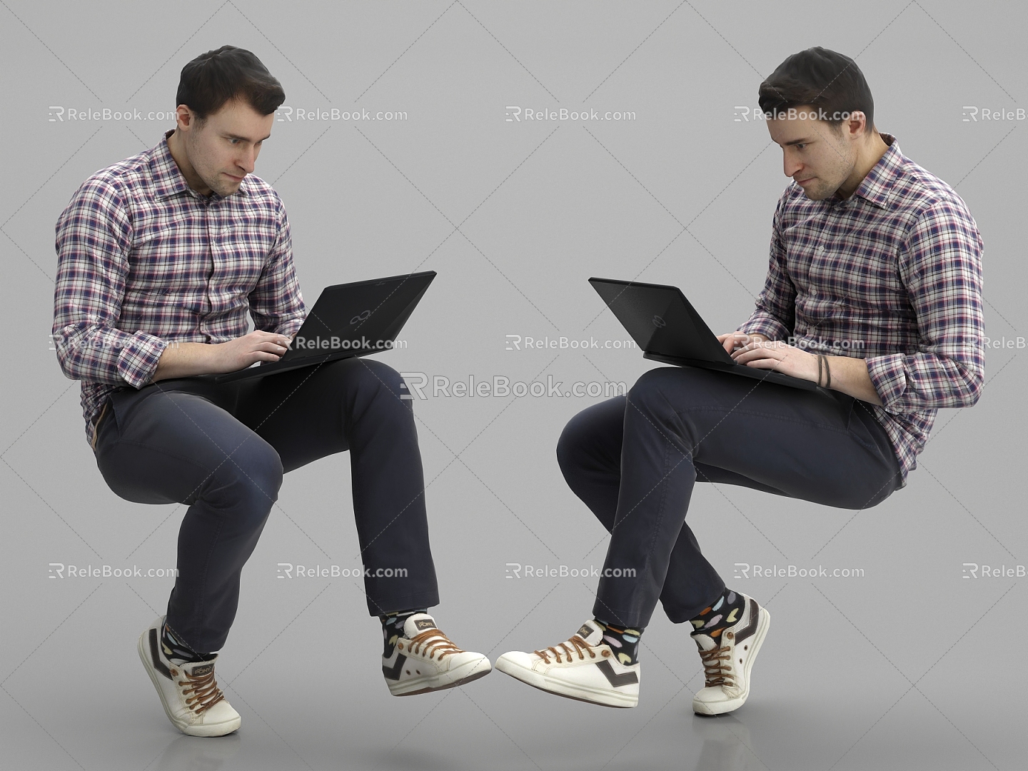 The modern man who sits 3d model