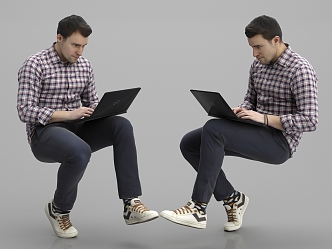 The modern man who sits 3d model