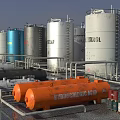 Industrial Storage Tanks Featuring Various Sizes Different Colors And Cylindrical Spherical Shapes 3d model