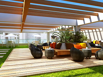 Roof Garden Modern Terrace 3d model