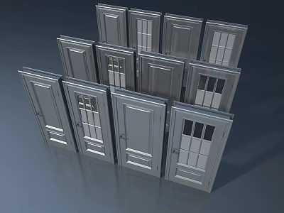 Various Modern Swing Doors With Glass Panels And Classic Home Styles 3d model