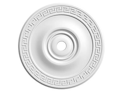 White Round Ceiling Medallion With Greek Key Pattern And Central Hole 3d model