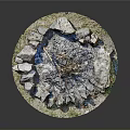 Arbor in Circular Landscape Model with Stones Blue Water and Grass
