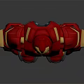 Red Gold Iron Man Hulkbuster Armor 3D Model With Glowing Blue Energy Core Details