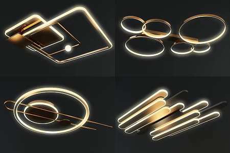 Metal ceiling lamp combination 3d model