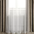 Elegant Double Layer Curtains With Thick Beige And Sheer White For Window Interior 3d model