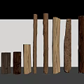 Natural Wooden Pillars Arranged with Various Heights and Textures in Minimalist Indoor Space