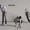 Men Preparing to Play Golf on Golf Course With Clubs and Bag