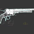 Shiny Metallic Revolver Weapon With Detailed Barrel Cylinder And Grip Design