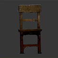 Vintage Wooden Chair With Worn Texture Simple Design And Solid Wooden Legs